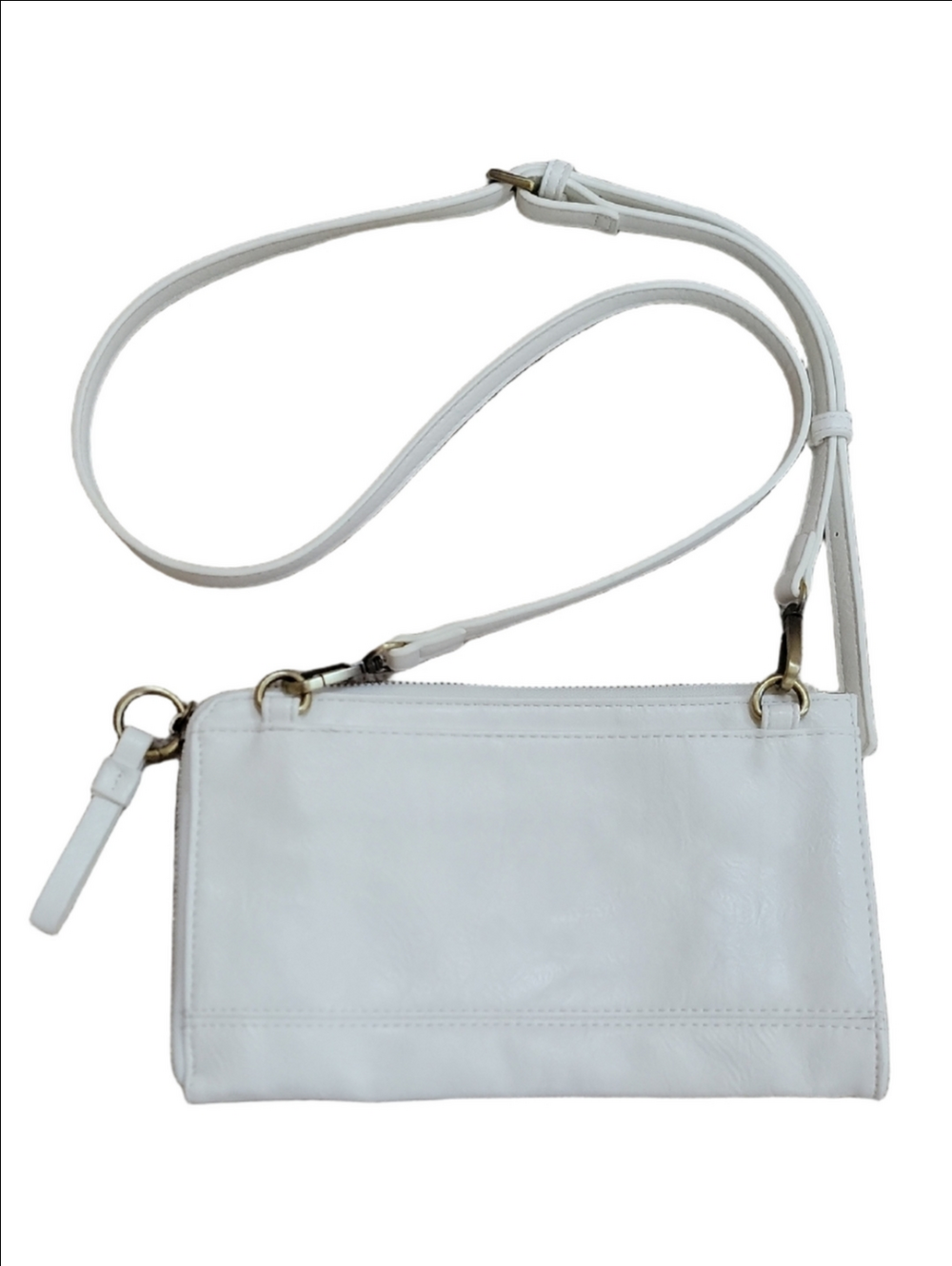Joy Susan White Faux Leather Crossbody Bag Classic Minimalist Style EUC